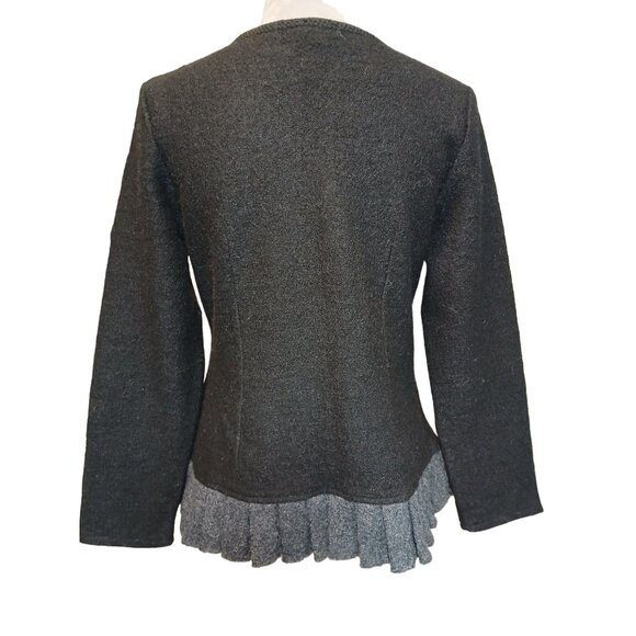 A Giannetti 100% Boiled Wool Sweater Blazer Full Zip Ruffle Trim Academia Medium - Picture 3 of 7